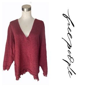 Free People Irresistible Fringe V Neck Sweater (M)